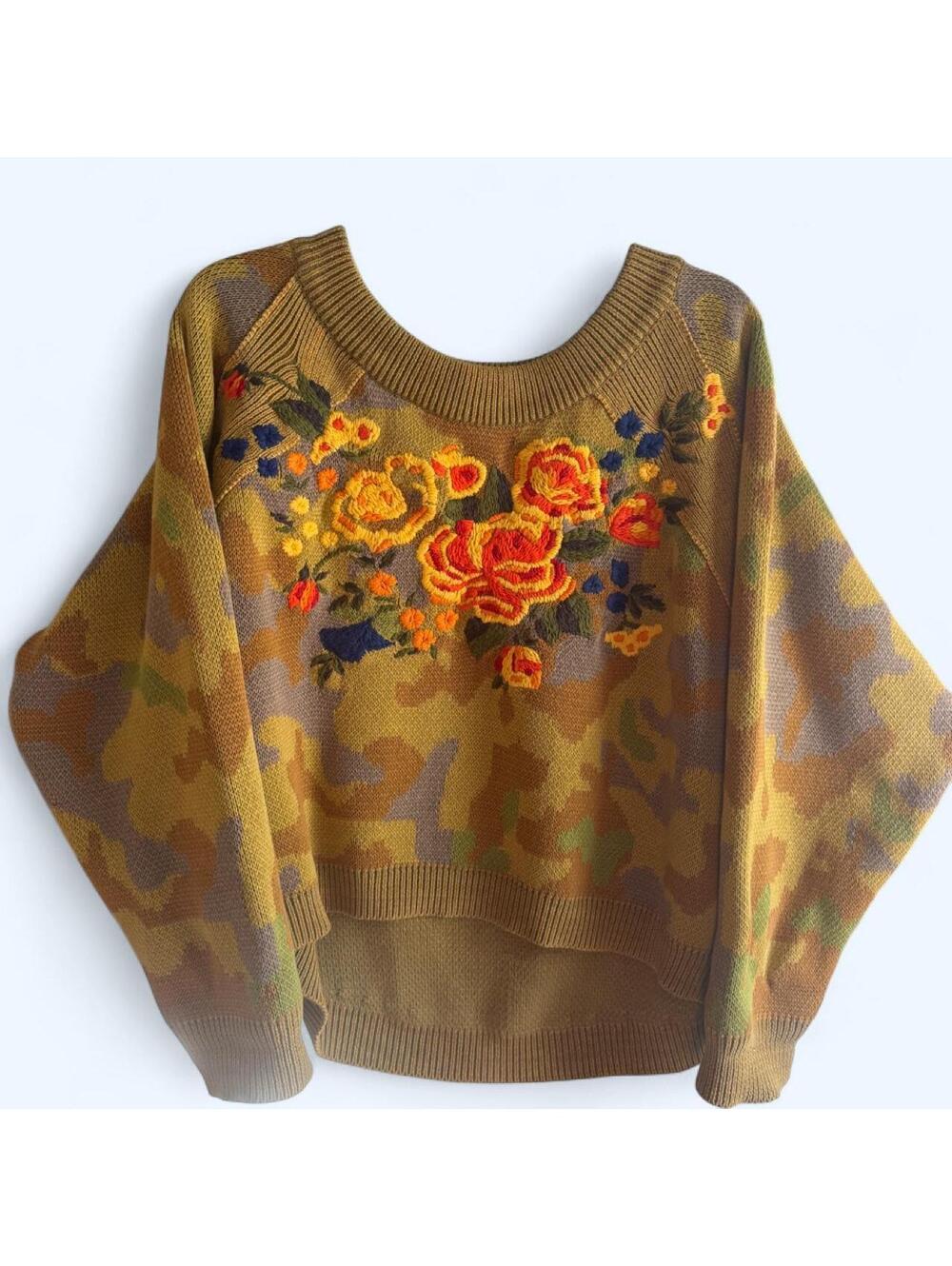 Free People embroidered floral sweater